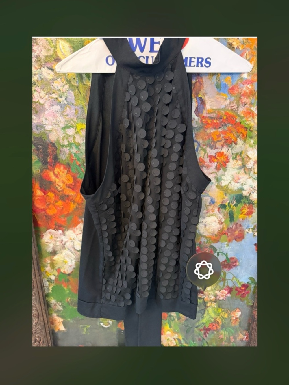 Avenue Black Sleeveless Tank with Raised Dot Panel